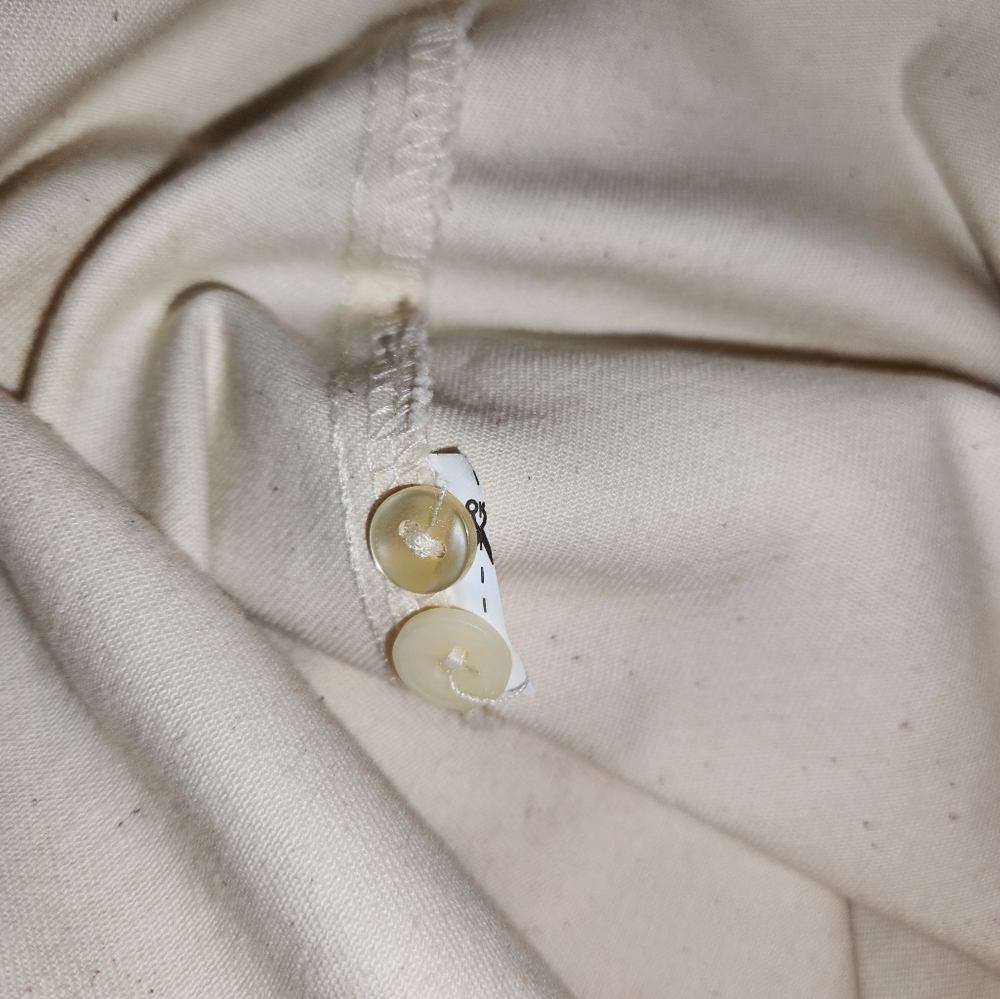 NWOT Zara half button cream Heathered Linen Blend short sleeve mini dress SZ MED - Picture 8 of 8
